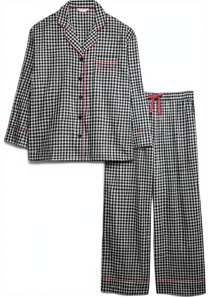 Marks Spencer Weihnachtlicher Schlafanzug in Schwarz-Mix auf Modell