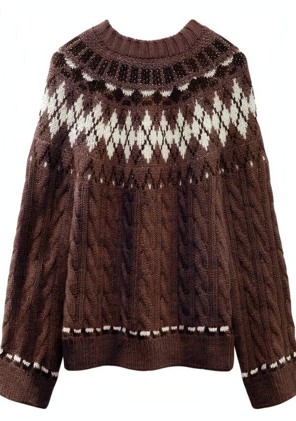 Marks Spencer Norwegermuster Pullover Damen Zopfstrick