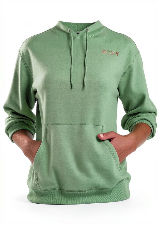 Roxy Damen Fleece Kapuzenpullover warm bequem Grün Egret-4