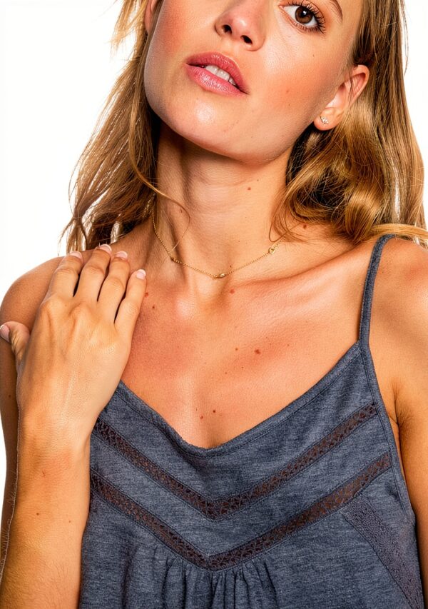 Roxy Damenkleid ärmellos Rundhalsausschnitt bestickt-3