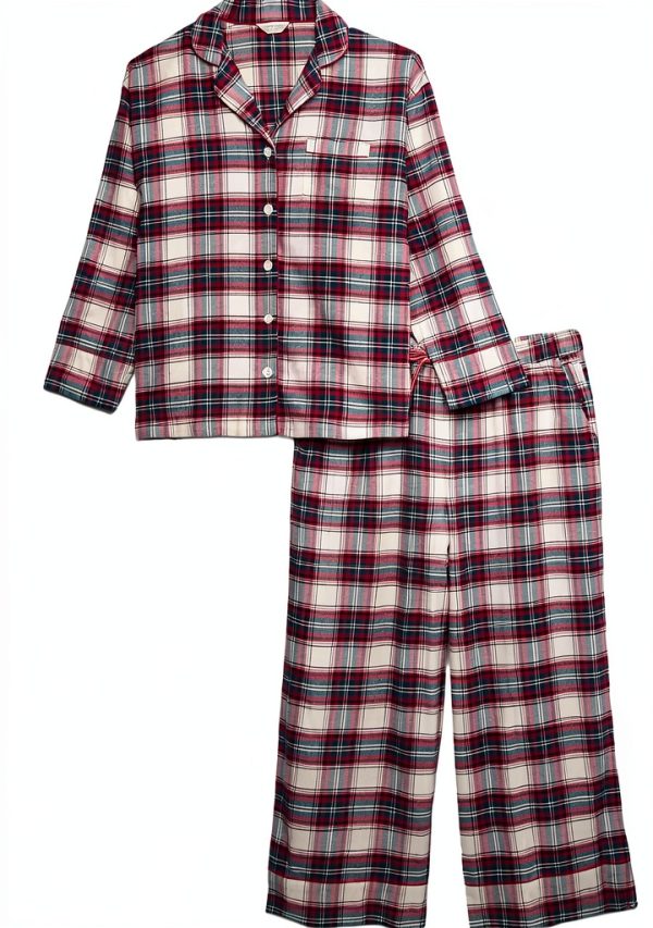 Marks Spencer Karo Schlafanzug Baumwolle Damen Weihnachten