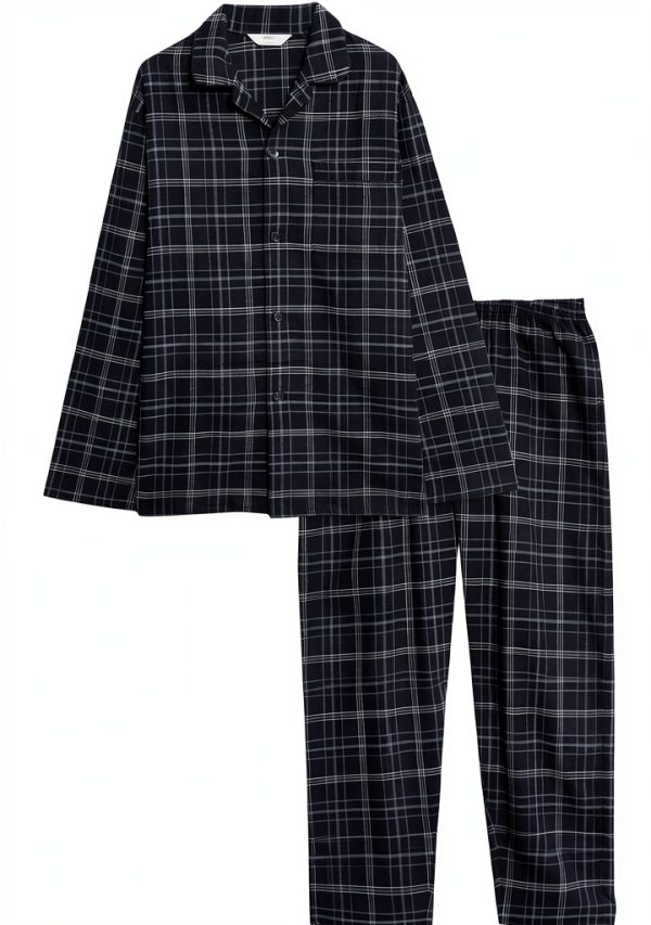 Marks Spencer Karierter Pyjama Baumwolle Herren Nachtwäsche
