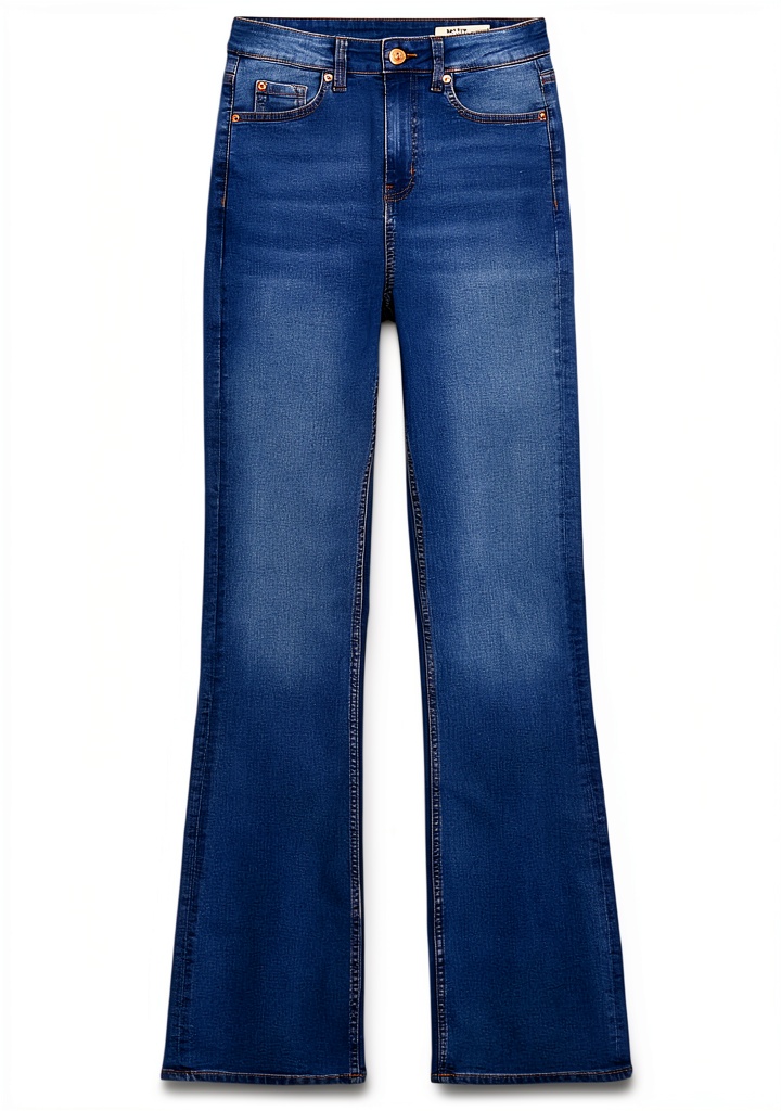 Marks Spencer Eva Bootcut Jeans Eva Damen BCI Baumwolle displayed on a wooden wardrobe