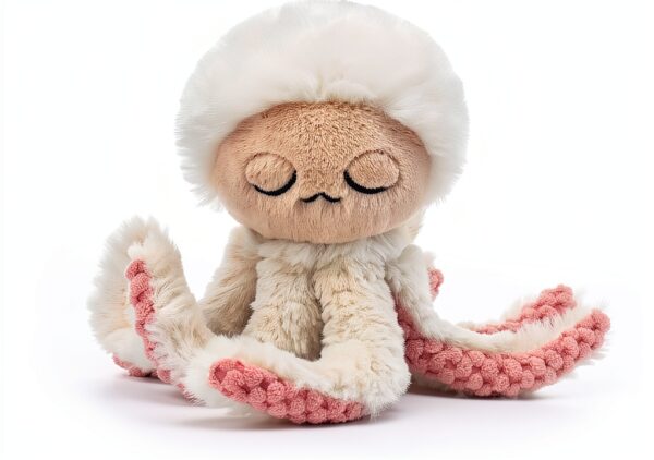 Schläfriger Octopus Plüschtier weich flauschig Kinder-0