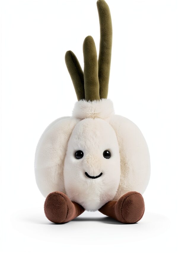 Plüschknoblauch KuschelFreund Plüschtier 18 cm Weiß handgefertigt-6