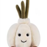 Plüschknoblauch KuschelFreund Plüschtier 18 cm Weiß handgefertigt-0