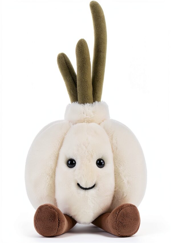 Plüschknoblauch KuschelFreund Plüschtier 18 cm Weiß handgefertigt-0