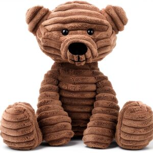 Apricot Lamb Rauchgrauer Corduroy Bear Plüschtiere für Kinder, weiche niedliche Kuscheltier für Baby Mädchen und Jungen, Flauschige Rauchgrauer Corduroy Bear Grau 23cm-0