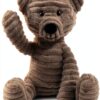 Apricot Lamb Rauchgrauer Corduroy Bear Plüschtiere für Kinder, weiche niedliche Kuscheltier für Baby Mädchen und Jungen, Flauschige Rauchgrauer Corduroy Bear Grau 23cm-1