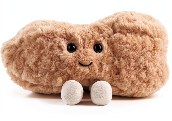Apricot Lamb Erdnuss Essen Plüschtiere für Kinder, weiche niedliche Kuscheltier für Baby Mädchen und Jungen, Flauschige Erdnuss Essen Braun 17 cm-5