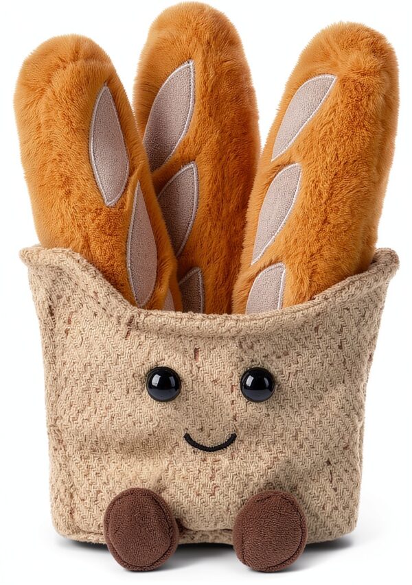 Apricot Lamb Köstliches Baguette Essen Plüschtiere für Kinder, weiche niedliche Kuscheltier für Baby Mädchen und Jungen, Flauschige Köstliches Brot Braun 15cm-0