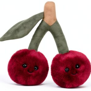 Apricot Lamb Köstliche Kirsche Plüschtiere für Kinder, weiche niedliche Kuscheltier für Baby Mädchen und Jungen, Flauschige Kirsche Obst Rot 20 cm-0