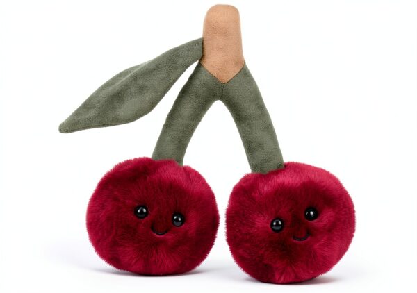 Apricot Lamb Köstliche Kirsche Plüschtiere für Kinder, weiche niedliche Kuscheltier für Baby Mädchen und Jungen, Flauschige Kirsche Obst Rot 20 cm-0