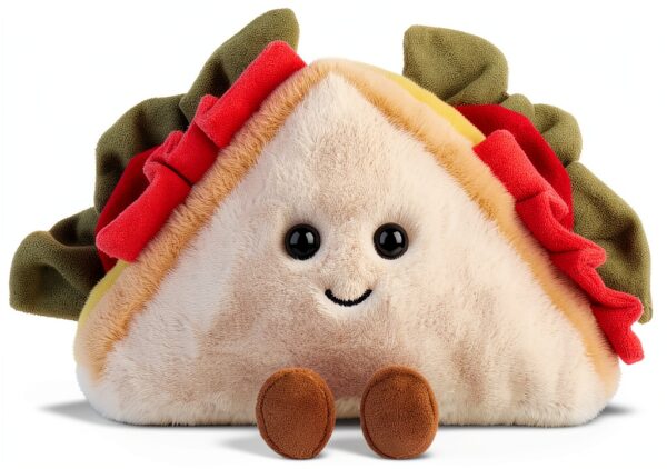 Apricot Lamb Sandwich Lebensmittel Essen Plüschtiere für Kinder, weiche niedliche Kuscheltier für Baby Mädchen und Jungen, Flauschige Sandwich Mehrfarbig 11 cm-3