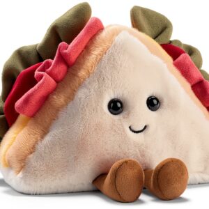 Apricot Lamb Sandwich Lebensmittel Essen Plüschtiere für Kinder, weiche niedliche Kuscheltier für Baby Mädchen und Jungen, Flauschige Sandwich Mehrfarbig 11 cm-0