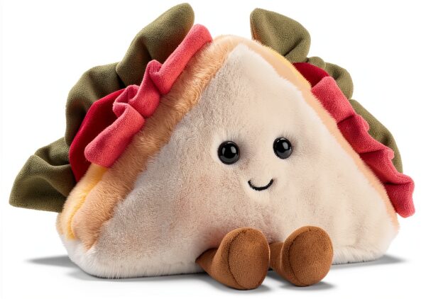 Apricot Lamb Sandwich Lebensmittel Essen Plüschtiere für Kinder, weiche niedliche Kuscheltier für Baby Mädchen und Jungen, Flauschige Sandwich Mehrfarbig 11 cm-0