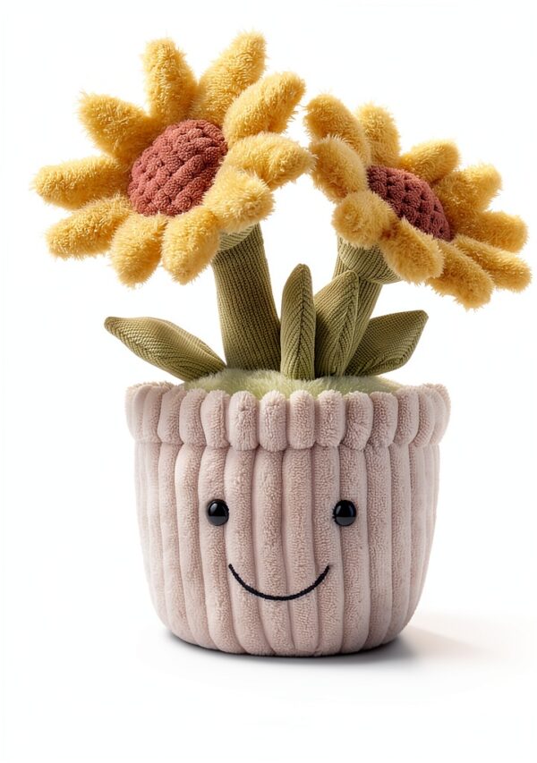 Apricot Lamb Sonnenblume Pflanzen Blume Plüschtiere für Kinder, weiche niedliche Kuscheltier für Baby Mädchen und Jungen, Flauschige Sonnenblume Gelb 23 cm-5
