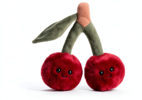 Apricot Lamb Köstliche Kirsche Plüschtiere für Kinder, weiche niedliche Kuscheltier für Baby Mädchen und Jungen, Flauschige Kirsche Obst Rot 20 cm-5