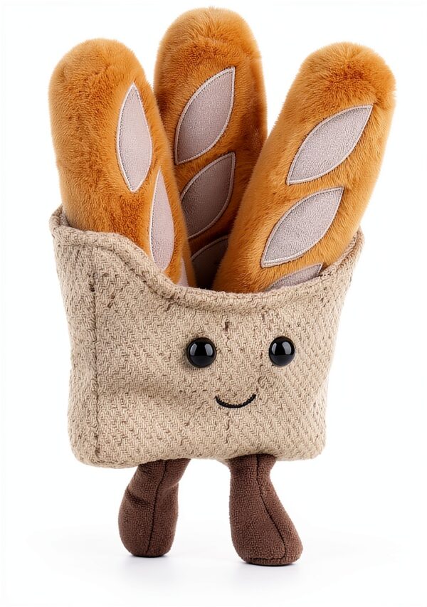 Apricot Lamb Köstliches Baguette Essen Plüschtiere für Kinder, weiche niedliche Kuscheltier für Baby Mädchen und Jungen, Flauschige Köstliches Brot Braun 15cm-3