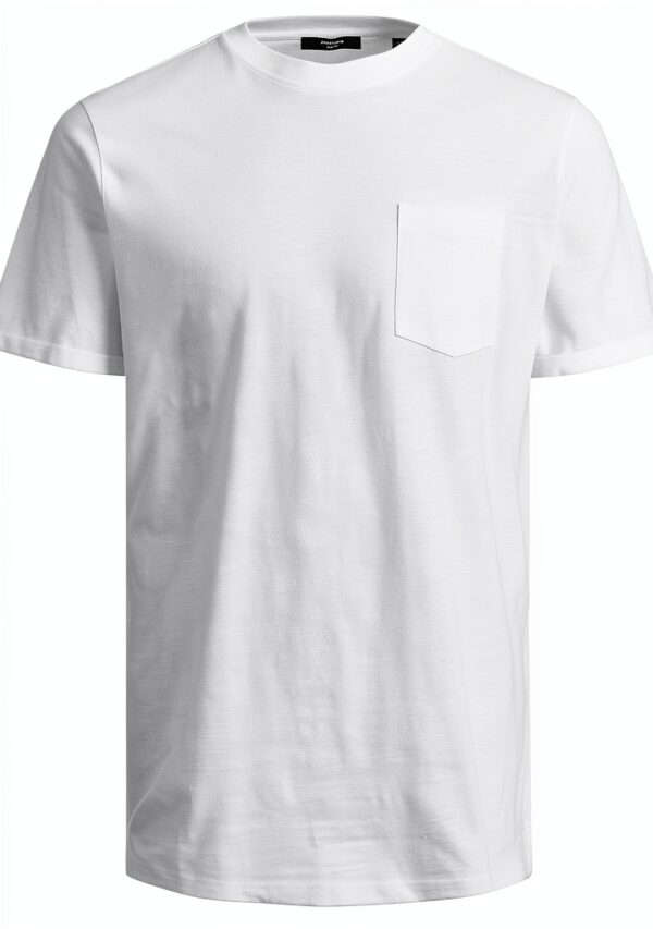 JACK & JONES Herren T Shirt Solid Crew Neck – weiß, reguläre Passform-1