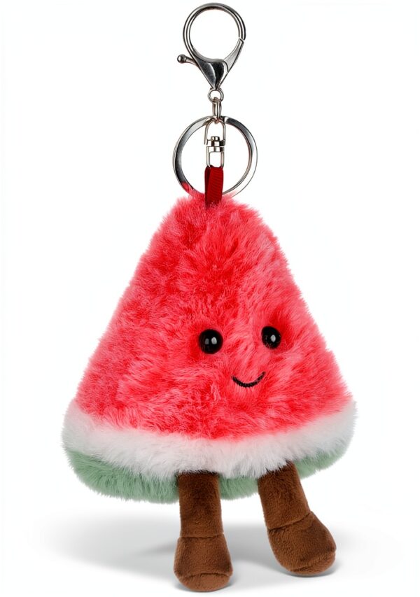 Apricot Lamb Wassermelone Obst Netter Schlüsselanhänger, weich gefüllte Plüsch Schlüsselanhänger Spielzeug für Kinderrucksack, Geldbörse, 9 cm-3
