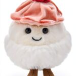Apricot Lamb Himbeere Mochi Essen Nachtisch Plüschtiere für Kinder, weiche niedliche Kuscheltier für Baby Mädchen und Jungen, Flauschige Himbeere Mochi Rot 11cm-0