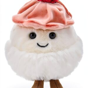 Apricot Lamb Himbeere Mochi Essen Nachtisch Plüschtiere für Kinder, weiche niedliche Kuscheltier für Baby Mädchen und Jungen, Flauschige Himbeere Mochi Rot 11cm-0