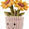 Apricot Lamb Sonnenblume Pflanzen Blume Plüschtiere für Kinder, weiche niedliche Kuscheltier für Baby Mädchen und Jungen, Flauschige Sonnenblume Gelb 23 cm-4