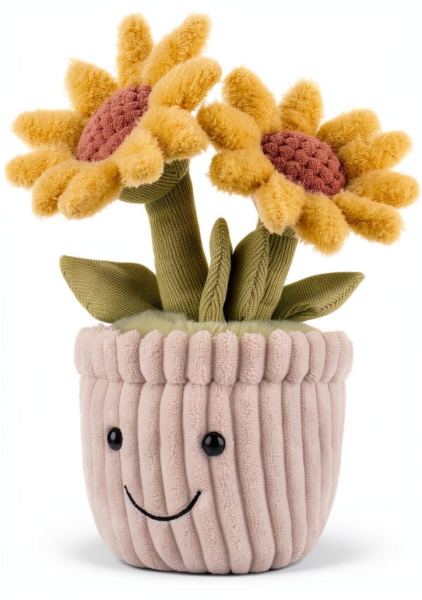 Apricot Lamb Sonnenblume Pflanzen Blume Plüschtiere für Kinder, weiche niedliche Kuscheltier für Baby Mädchen und Jungen, Flauschige Sonnenblume Gelb 23 cm-4