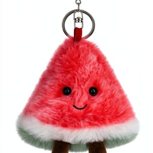 Apricot Lamb Wassermelone Obst Netter Schlüsselanhänger, weich gefüllte Plüsch Schlüsselanhänger Spielzeug für Kinderrucksack, Geldbörse, 9 cm-0