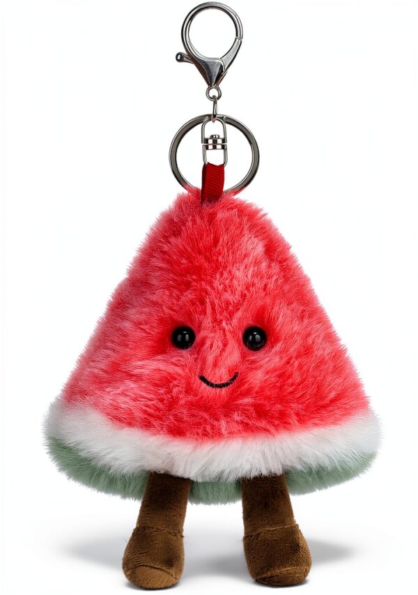 Apricot Lamb Wassermelone Obst Netter Schlüsselanhänger, weich gefüllte Plüsch Schlüsselanhänger Spielzeug für Kinderrucksack, Geldbörse, 9 cm-0