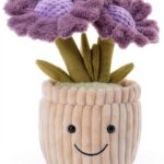 Apricot Lamb Sonnenblume Pflanzen Blume Plüschtiere für Kinder, weiche niedliche Kuscheltier für Baby Mädchen und Jungen, Flauschige Sonnenblume Pflanzen Lila 23 cm-0