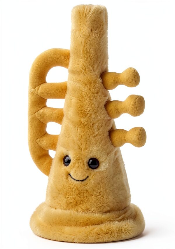Apricot Lamb Trompete Musikinstrumente Plüschtiere für Kinder, weiche niedliche Kuscheltier für Baby Mädchen und Jungen, Flauschige Trompete Gelb 21 cm-2