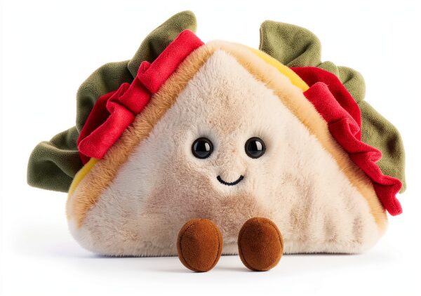 Apricot Lamb Sandwich Lebensmittel Essen Plüschtiere für Kinder, weiche niedliche Kuscheltier für Baby Mädchen und Jungen, Flauschige Sandwich Mehrfarbig 11 cm-5