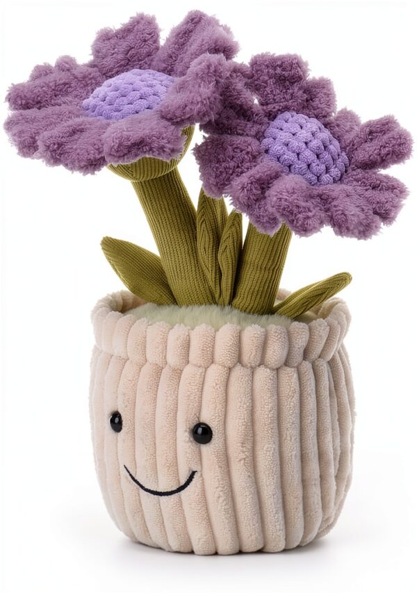 Apricot Lamb Sonnenblume Pflanzen Blume Plüschtiere für Kinder, weiche niedliche Kuscheltier für Baby Mädchen und Jungen, Flauschige Sonnenblume Pflanzen Lila 23 cm-2