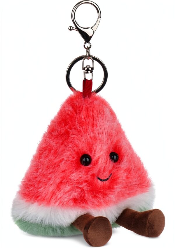 Apricot Lamb Wassermelone Obst Netter Schlüsselanhänger, weich gefüllte Plüsch Schlüsselanhänger Spielzeug für Kinderrucksack, Geldbörse, 9 cm-5