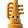 Apricot Lamb Trompete Musikinstrumente Plüschtiere für Kinder, weiche niedliche Kuscheltier für Baby Mädchen und Jungen, Flauschige Trompete Gelb 21 cm-5