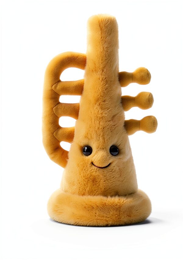 Apricot Lamb Trompete Musikinstrumente Plüschtiere für Kinder, weiche niedliche Kuscheltier für Baby Mädchen und Jungen, Flauschige Trompete Gelb 21 cm-5