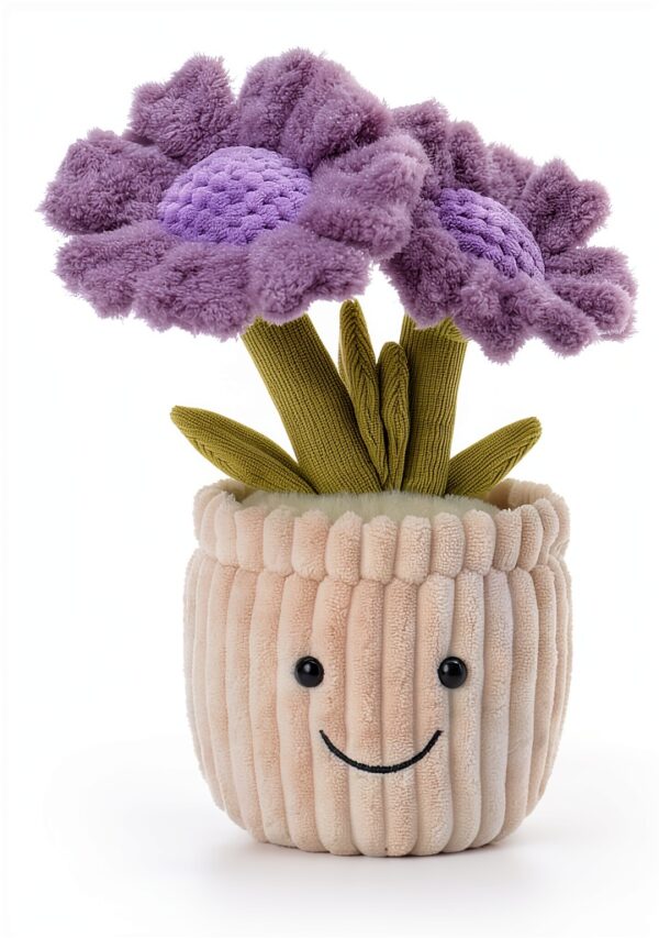 Apricot Lamb Sonnenblume Pflanzen Blume Plüschtiere für Kinder, weiche niedliche Kuscheltier für Baby Mädchen und Jungen, Flauschige Sonnenblume Pflanzen Lila 23 cm-4