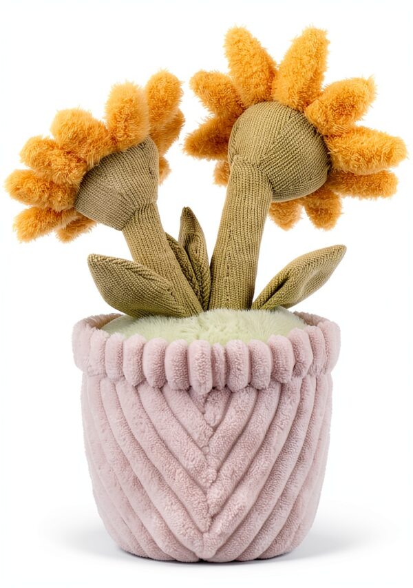 Apricot Lamb Sonnenblume Pflanzen Blume Plüschtiere für Kinder, weiche niedliche Kuscheltier für Baby Mädchen und Jungen, Flauschige Sonnenblume Gelb 23 cm-6