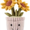 Apricot Lamb Sonnenblume Pflanzen Blume Plüschtiere für Kinder, weiche niedliche Kuscheltier für Baby Mädchen und Jungen, Flauschige Sonnenblume Gelb 23 cm-0