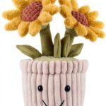 Apricot Lamb Sonnenblume Pflanzen Blume Plüschtiere für Kinder, weiche niedliche Kuscheltier für Baby Mädchen und Jungen, Flauschige Sonnenblume Gelb 23 cm-0