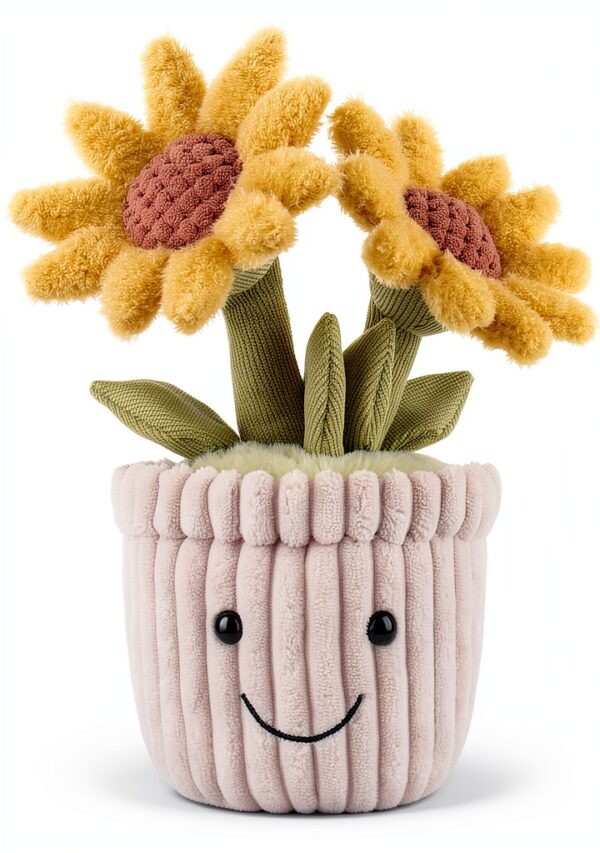 Apricot Lamb Sonnenblume Pflanzen Blume Plüschtiere für Kinder, weiche niedliche Kuscheltier für Baby Mädchen und Jungen, Flauschige Sonnenblume Gelb 23 cm-0