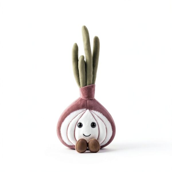 Apricot Lamb Köstliche Zwiebel Plüschtiere für Kinder, weiche niedliche Kuscheltier für Baby Mädchen und Jungen, flauschige Gemüse Zwiebel Lila 24 cm-1