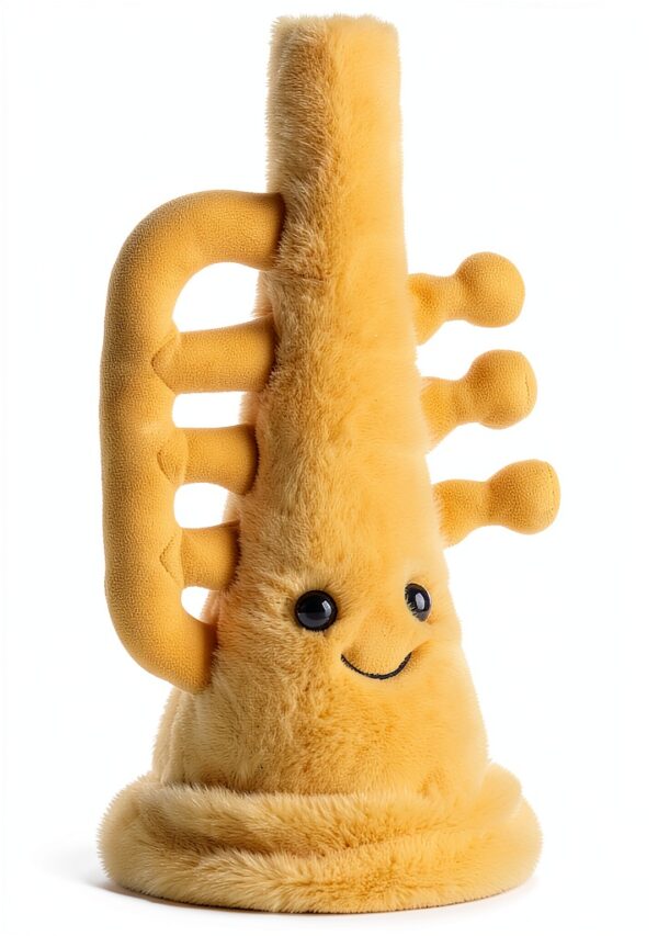 Apricot Lamb Trompete Musikinstrumente Plüschtiere für Kinder, weiche niedliche Kuscheltier für Baby Mädchen und Jungen, Flauschige Trompete Gelb 21 cm-1