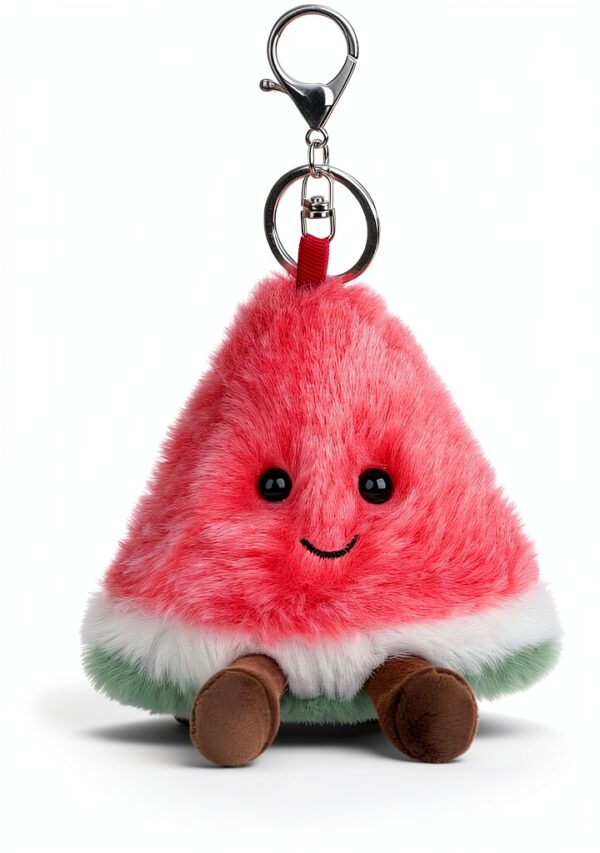 Apricot Lamb Wassermelone Obst Netter Schlüsselanhänger, weich gefüllte Plüsch Schlüsselanhänger Spielzeug für Kinderrucksack, Geldbörse, 9 cm-7