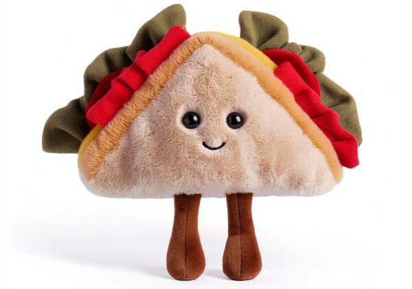 Apricot Lamb Sandwich Lebensmittel Essen Plüschtiere für Kinder, weiche niedliche Kuscheltier für Baby Mädchen und Jungen, Flauschige Sandwich Mehrfarbig 11 cm-4