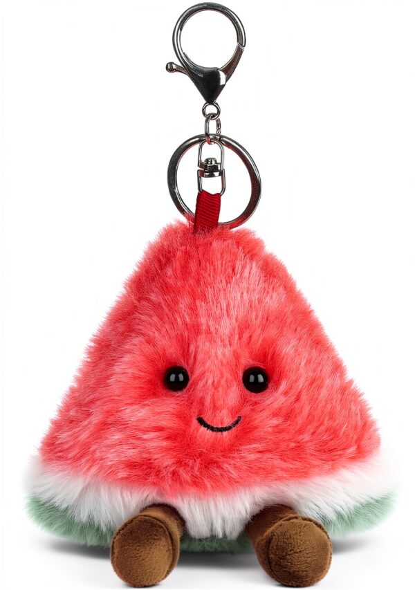 Apricot Lamb Wassermelone Obst Netter Schlüsselanhänger, weich gefüllte Plüsch Schlüsselanhänger Spielzeug für Kinderrucksack, Geldbörse, 9 cm-4
