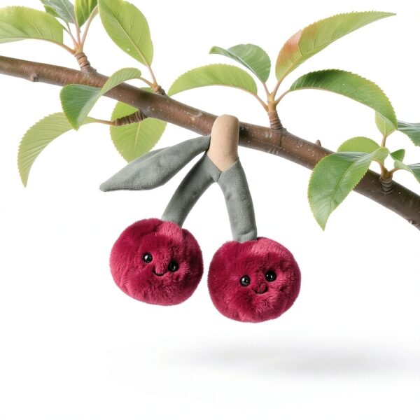 Apricot Lamb Köstliche Kirsche Plüschtiere für Kinder, weiche niedliche Kuscheltier für Baby Mädchen und Jungen, Flauschige Kirsche Obst Rot 20 cm-2