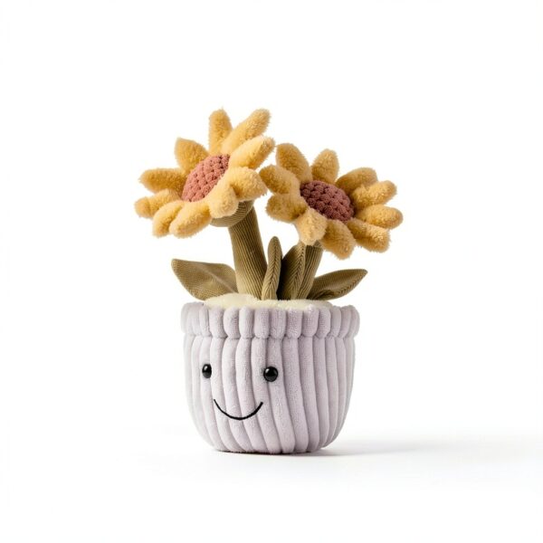 Apricot Lamb Sonnenblume Pflanzen Blume Plüschtiere für Kinder, weiche niedliche Kuscheltier für Baby Mädchen und Jungen, Flauschige Sonnenblume Gelb 23 cm-3